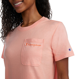 챔피언 여성 반소매 포켓 티셔츠 - 피치