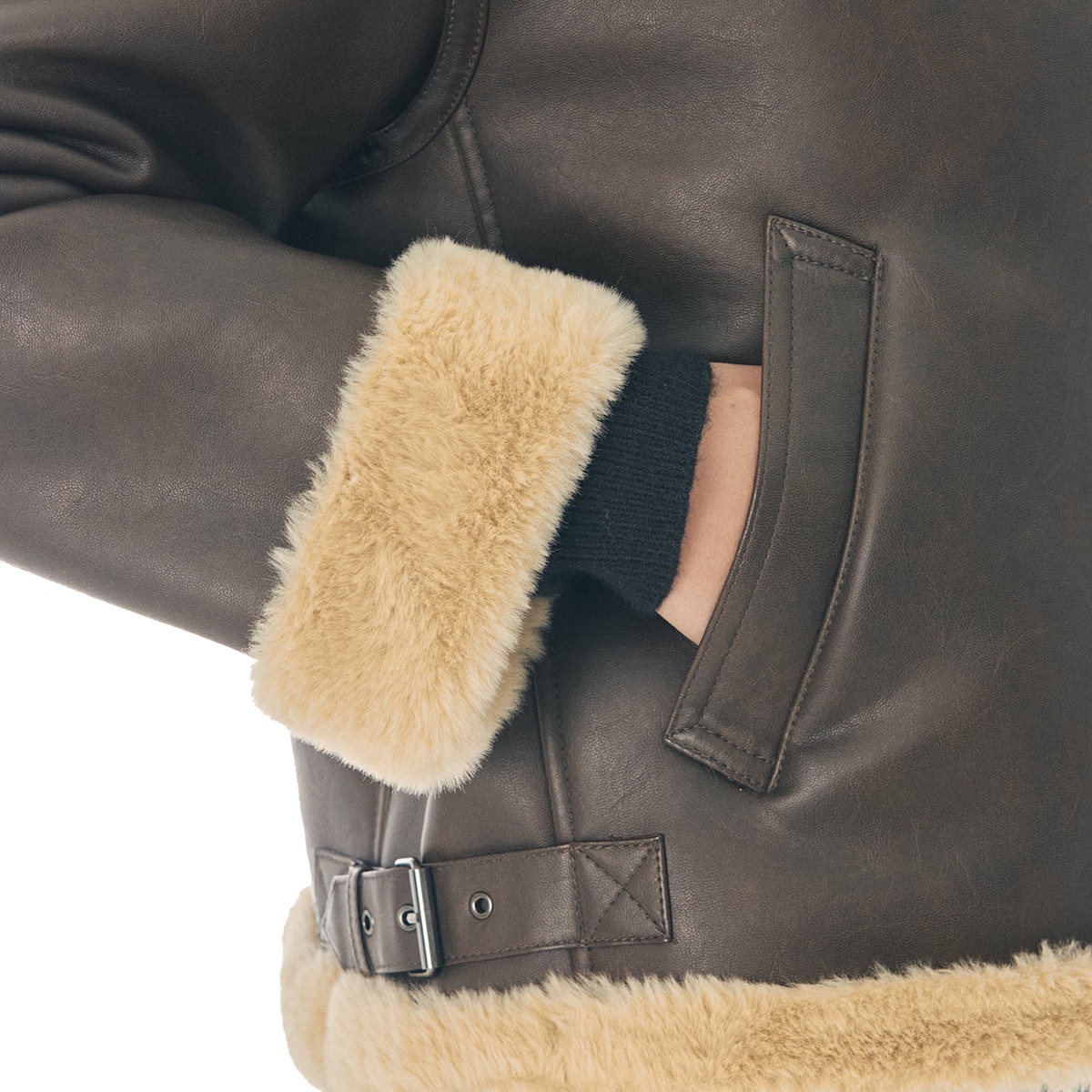 비지트 인 뉴욕 여성 인조퍼 무스탕 - 브라운, M 비지트 인 뉴욕 여성 인조퍼 무스탕 - 브라운, M