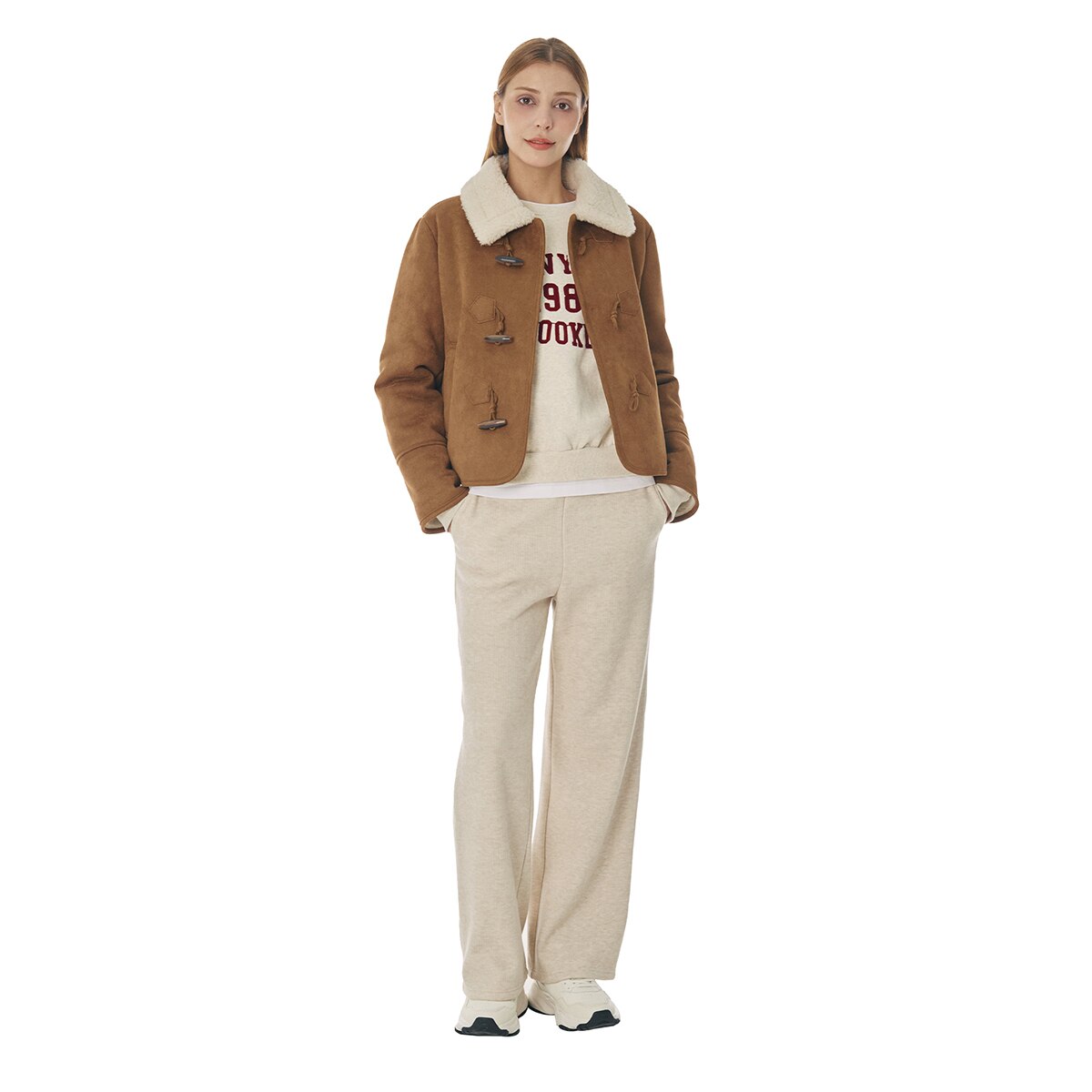 SOUP 여성 인조 스웨이드 무스탕 재킷 - 카멜