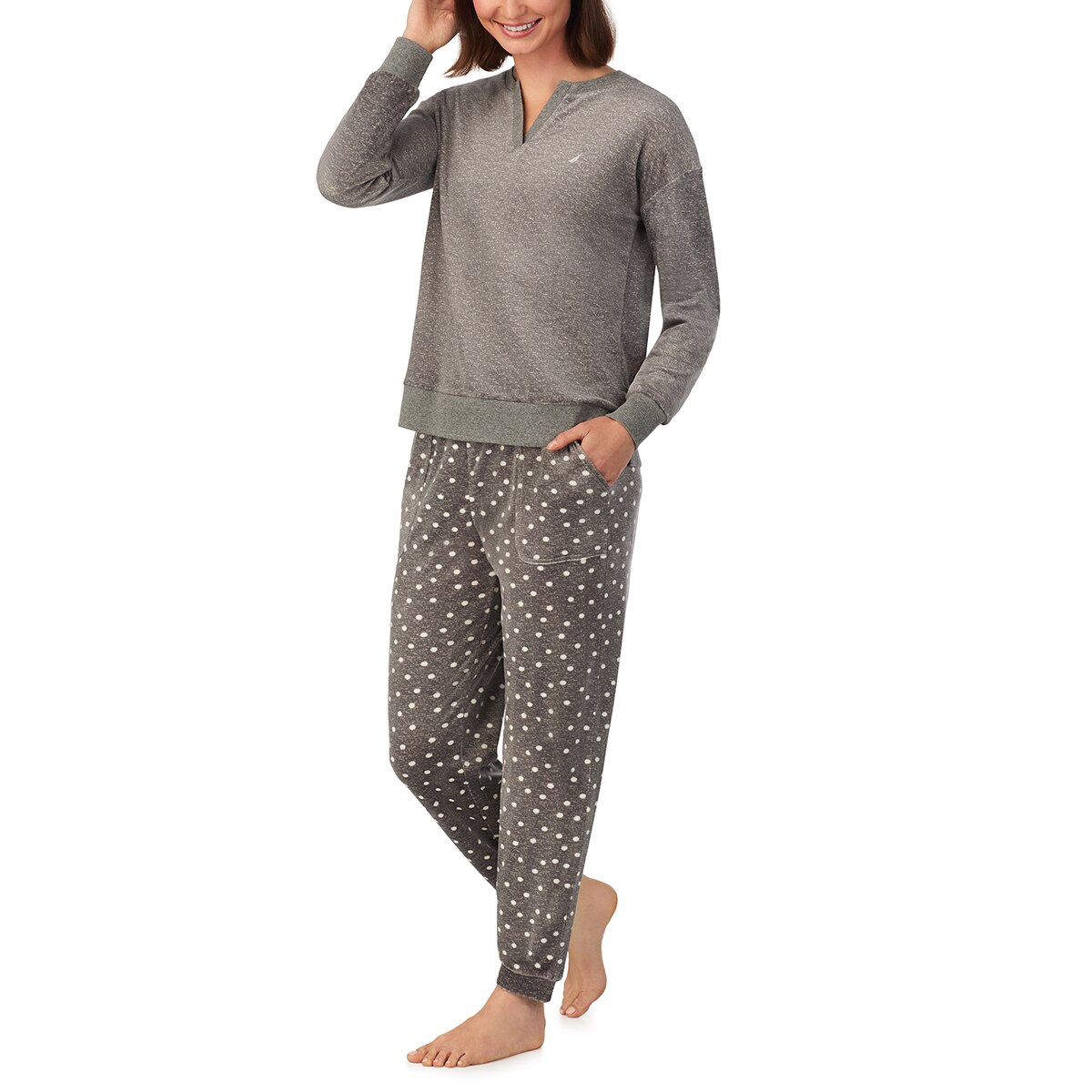 노티카 여성 실키 플리스 파자마 세트 - 그레이