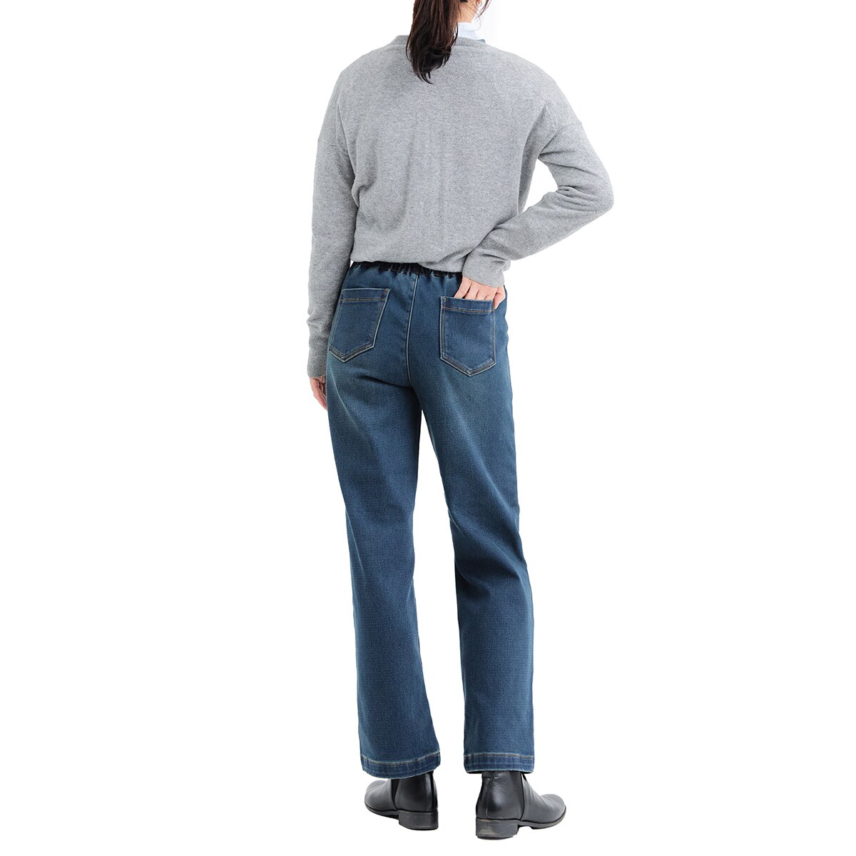 마리끌레르 여성 기모 밴딩 청바지 - 다크 블루, L