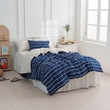플로티나 차렵 이불 세트 4P - 싱글, 스트라이프 네이비