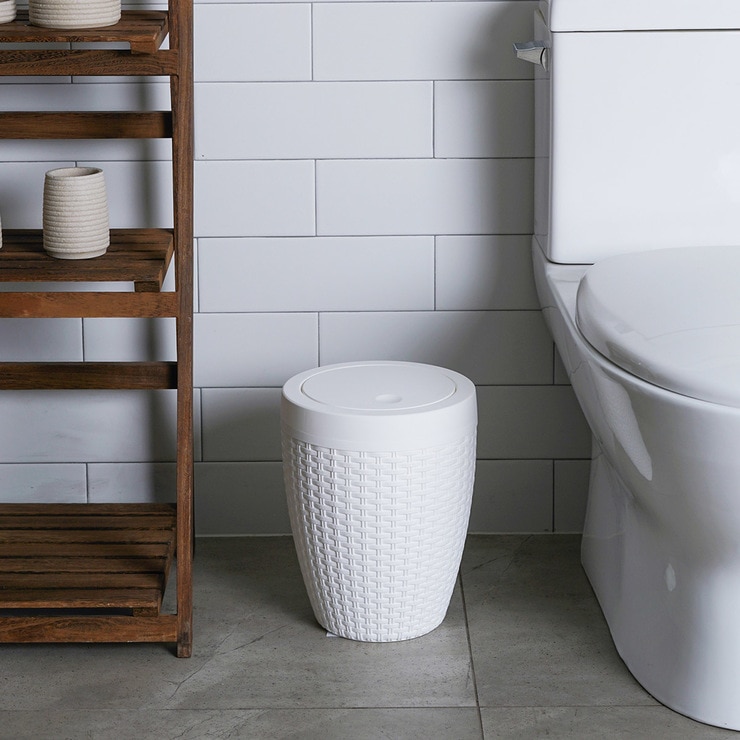 바스클립 라탄 라운드 플립형 쓰레기통 7L 2개