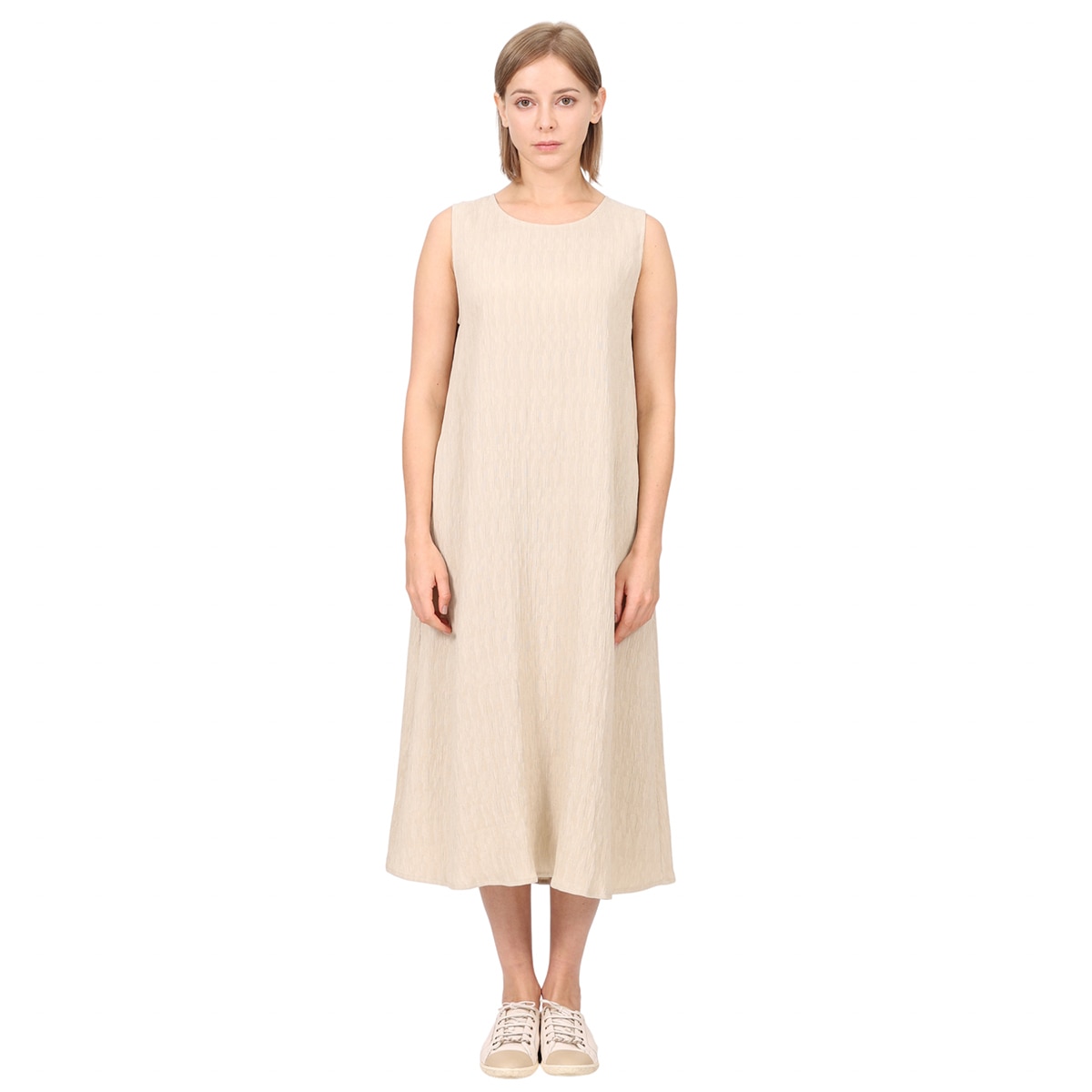 솔레지아 여성 슬리브리스 롱 원피스 - 베이지, M