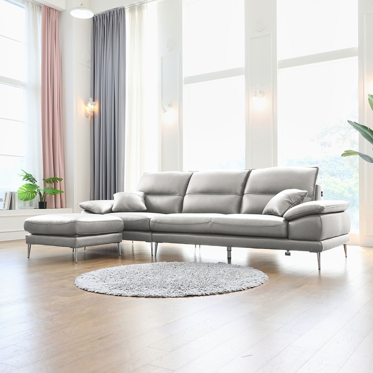 사트바 몽베르토주얼 이태리 통가죽 소파 4인＋스툴