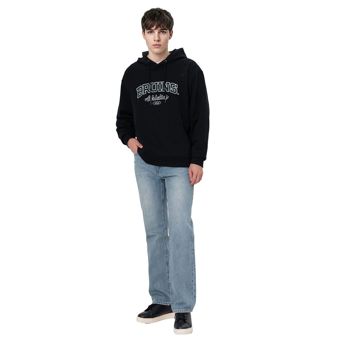 UCLA 남성 베이직 로고 후드 - 블랙, XL