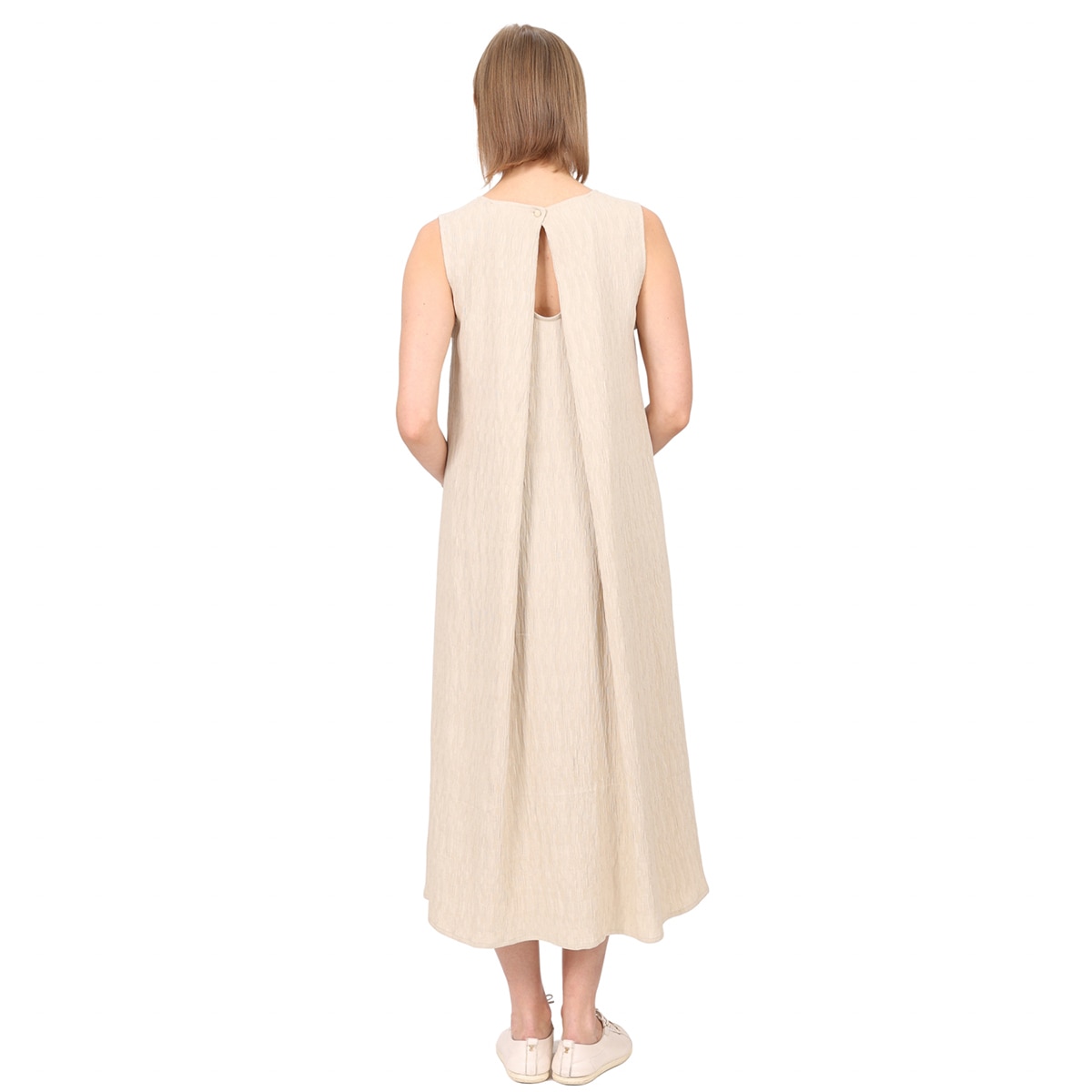 솔레지아 여성 슬리브리스 롱 원피스 - 베이지, M