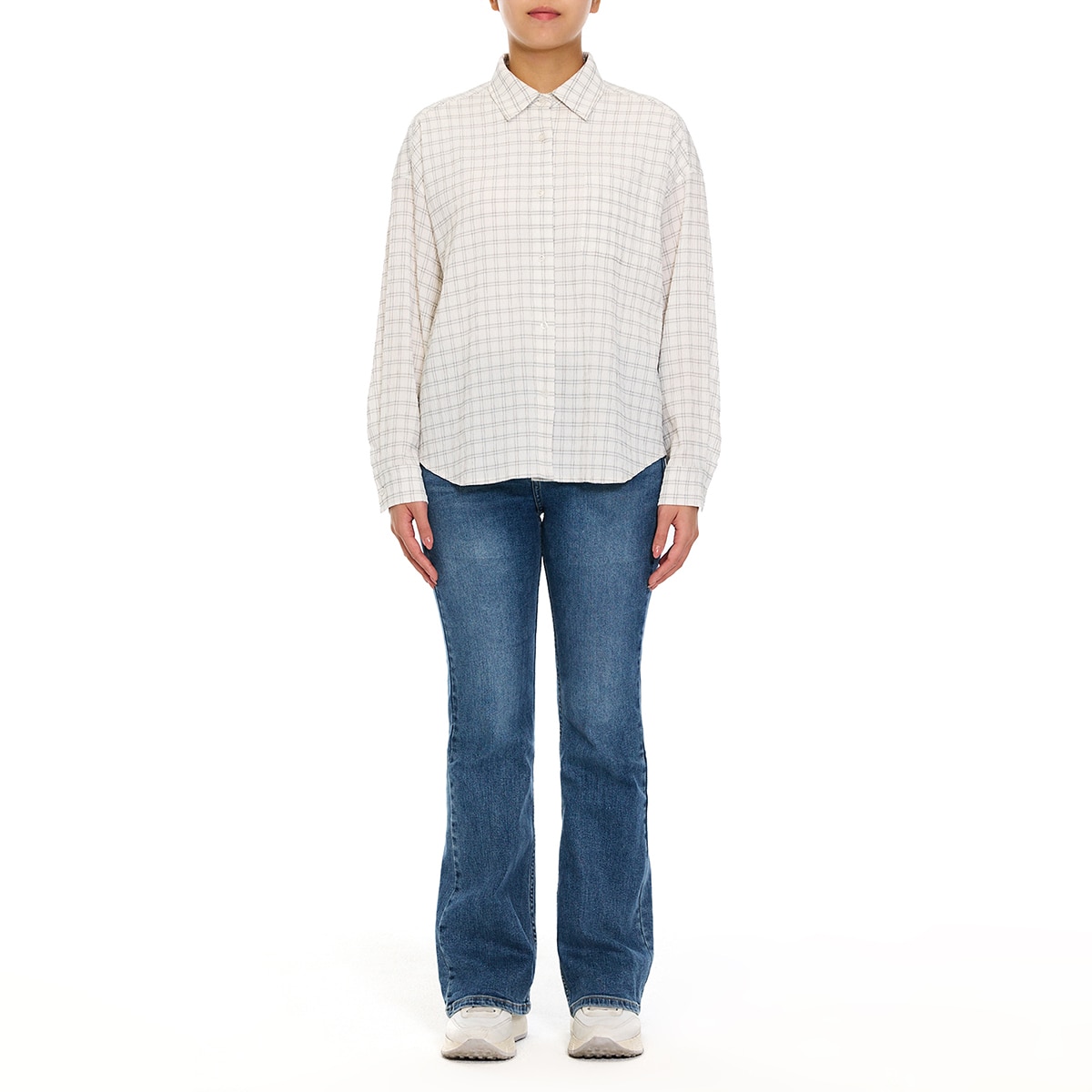 쥬시꾸뛰르 여성 체크 셔츠 - 화이트, S/M 쥬시꾸뛰르 여성 체크 셔츠 - 화이트, S/M