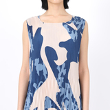 요이츠 여성 민소매 드레스 - 블루 프린트