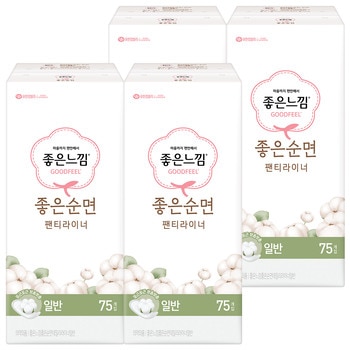 좋은느낌 좋은 순면 라이너 75개 x 4팩 - 일반