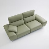 UND NA17 전체 천연 이태리 슈렁큰통가죽 3.5인 소파 - 올리브그린