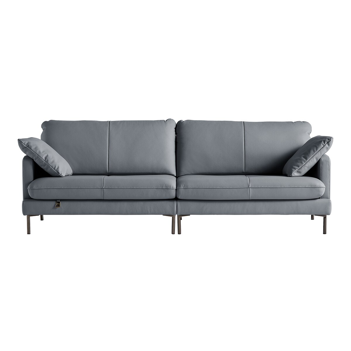 다우닝 코지 전체 천연가죽 소파 3.5인 - 파스텔블루