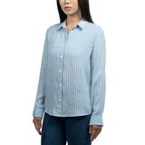 잭스 여성 리넨 스트라이프 셔츠 - 블루, M