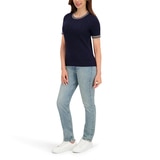 할스톤 여성 케이블 반소매 니트 - 네이비, M