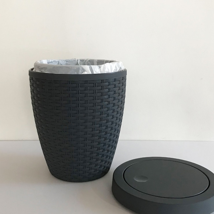 바스클립 라탄 라운드 플립형 쓰레기통 7L 2개