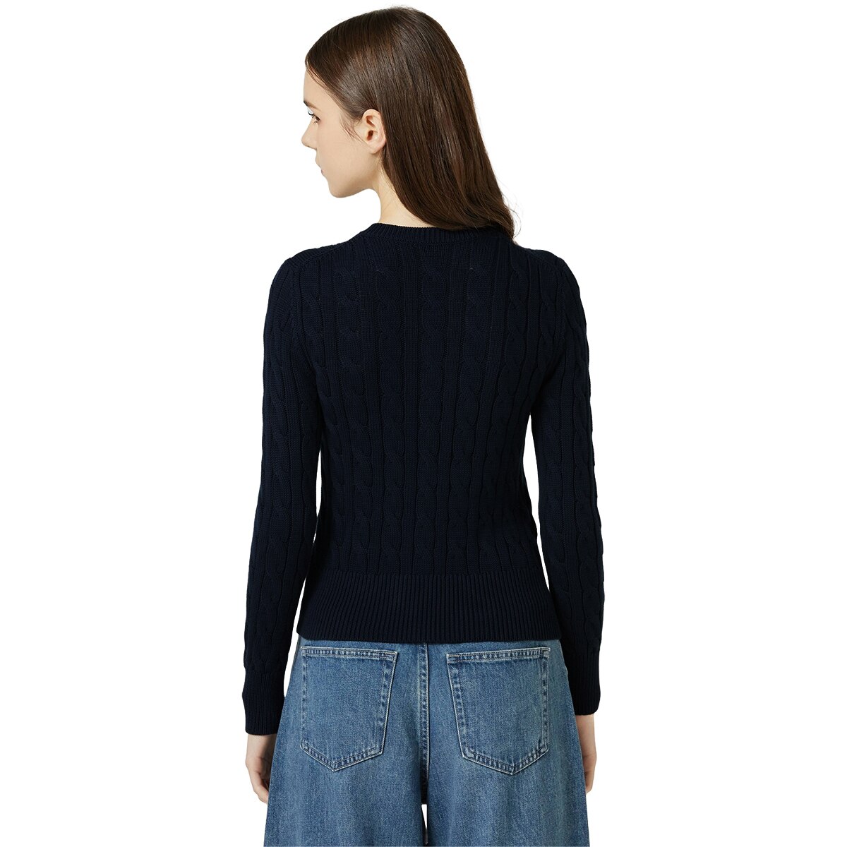 리디아 바인 여성 수피마코튼 케이블 가디건 - 네이비