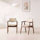 본톤 월넛 원목 의자 CS-048 - 아이보리