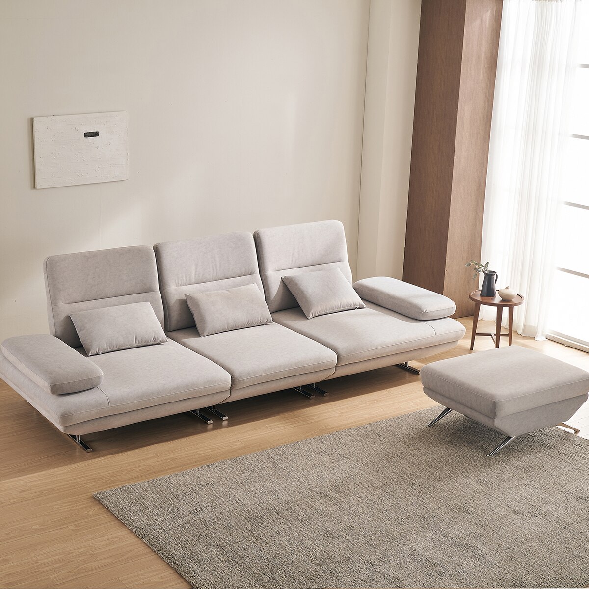 라클라우드 그랑블 스윙 기능성패브릭 4인 소파 + 스툴 - 라이트그레이