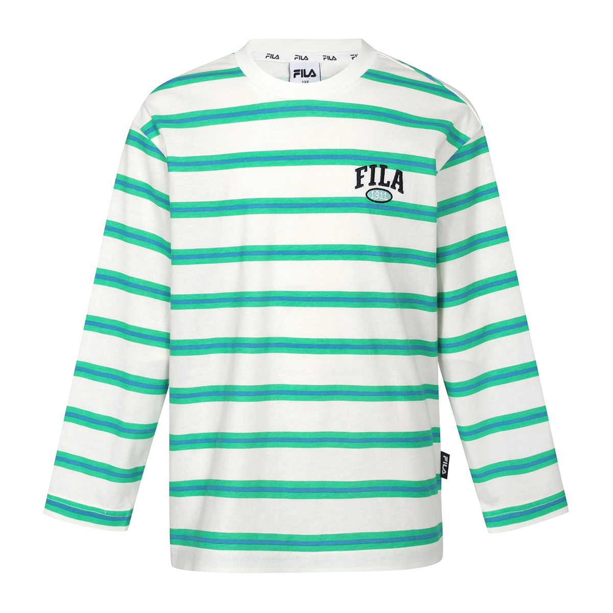 휠라 키즈 스트라이프 티셔츠 - 그린, 165