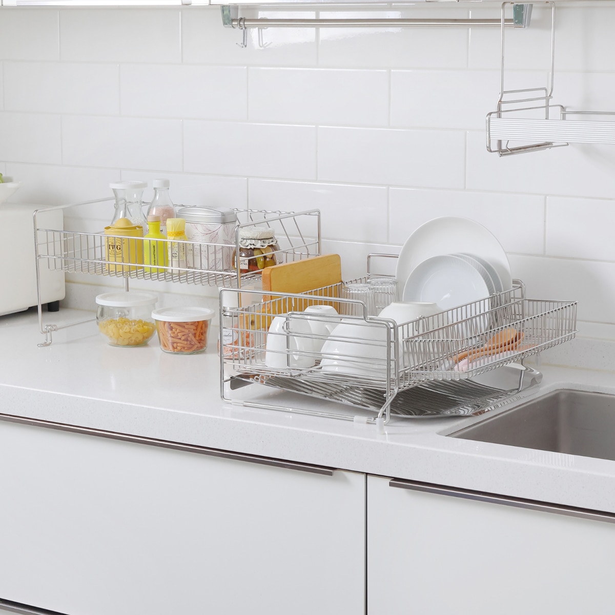 쿡에버 스테인리스 2단 확장형 식기건조대