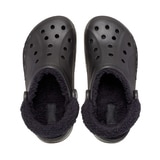 크록스 성인 바야 라인드 퍼즈 스트랩 클로그 - 블랙/블랙