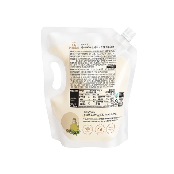 마이노멀 엑스트라 버진 올리브유 마요네즈 760g 마이노멀 엑스트라 버진 올리브유 마요네즈 760g