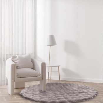 플로티나 인조 래빗퍼 극세사 원형 러그 120cm