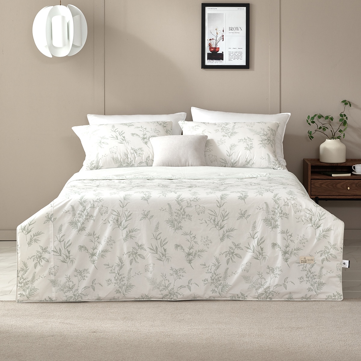 April At Home 80수면 프린트 파이핑 양모이불 - 퀸, 그린 April At Home 80수면 프린트 파이핑 양모이불 - 퀸, 그린