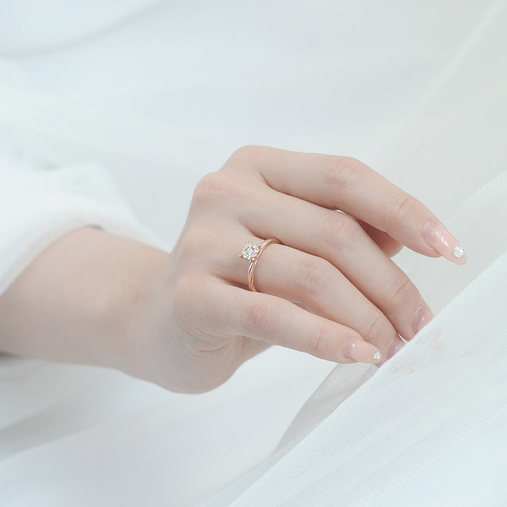 총 0.25캐럿 다이아몬드 반지 14K 샤론