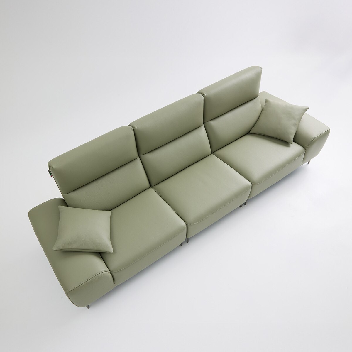 UND NA17 전체 천연 이태리 슈렁큰통가죽 4 인 소파 - 올리브그린