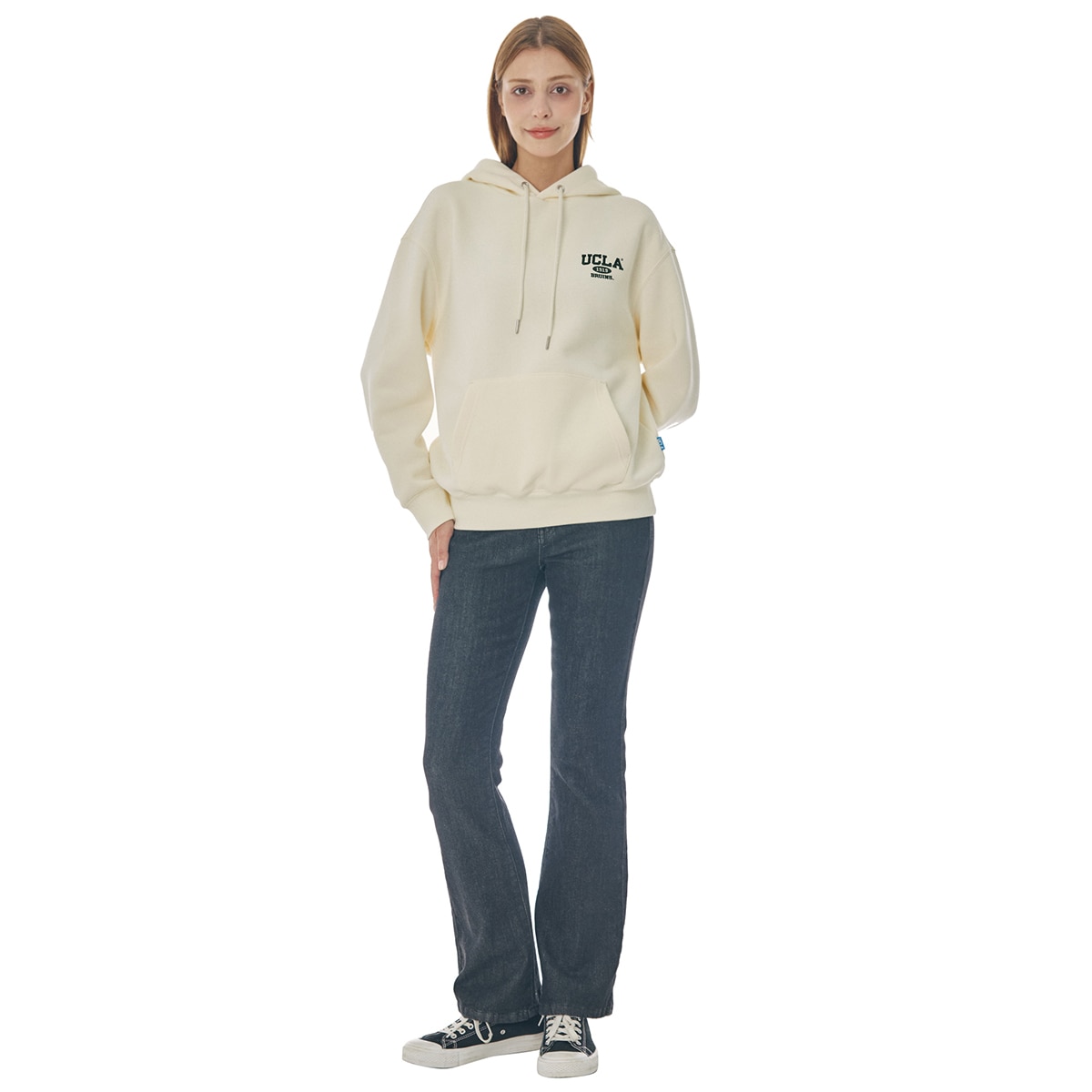 UCLA 여성 플리스 후드티 - 크림, L
