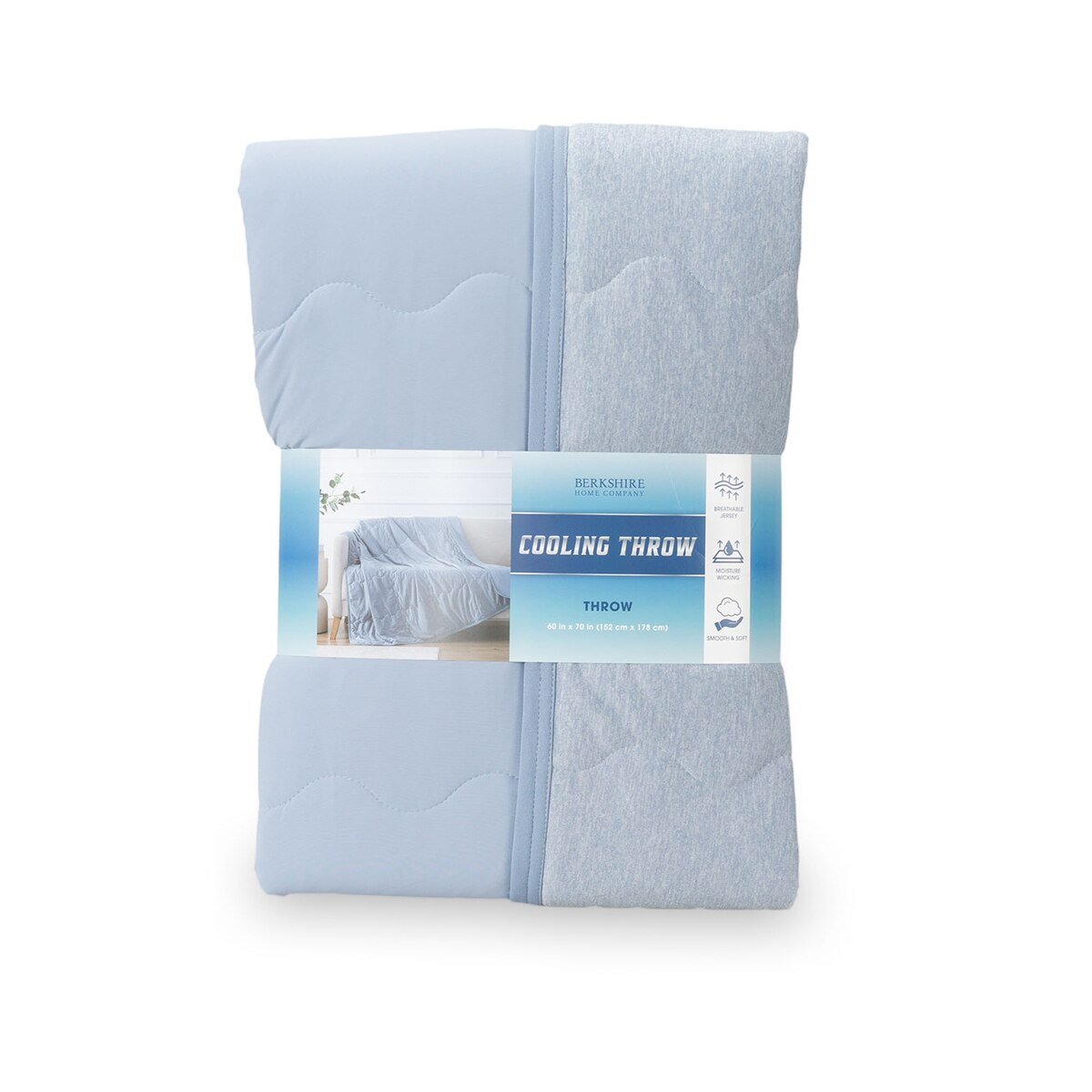 Berkshire 양면 쿨링 담요 152x178cm - 멜란지블루