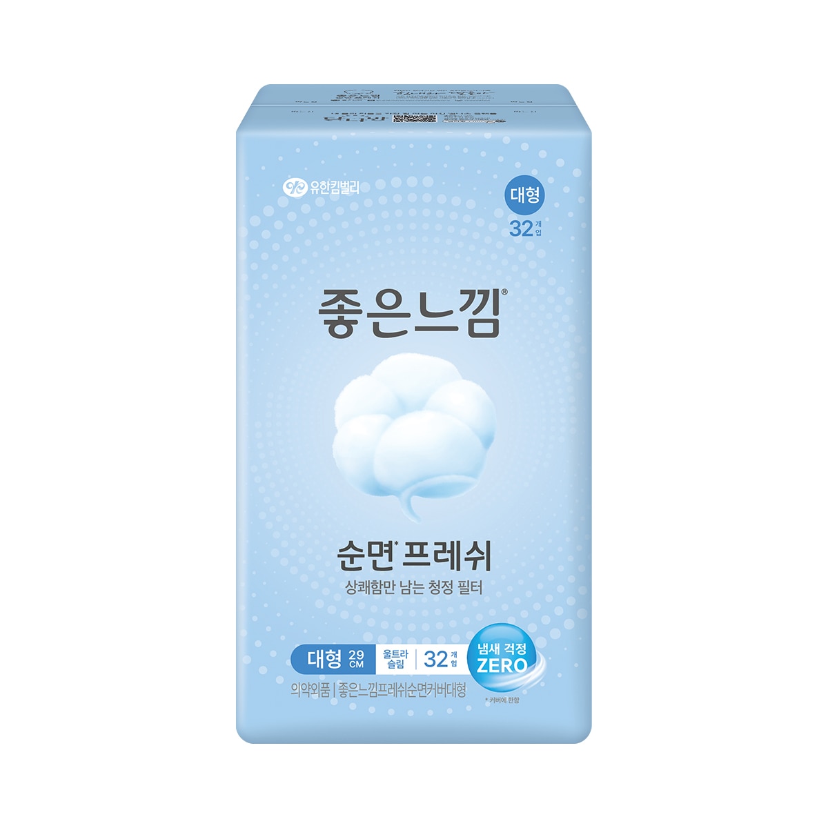좋은느낌 좋은순면 슬림 날개 대형 32개 x 4팩