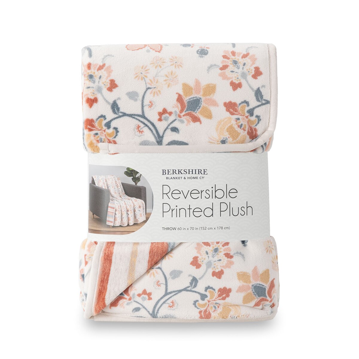 Berkshire 양면 프린트 플러쉬 담요152x178cm - 플로럴