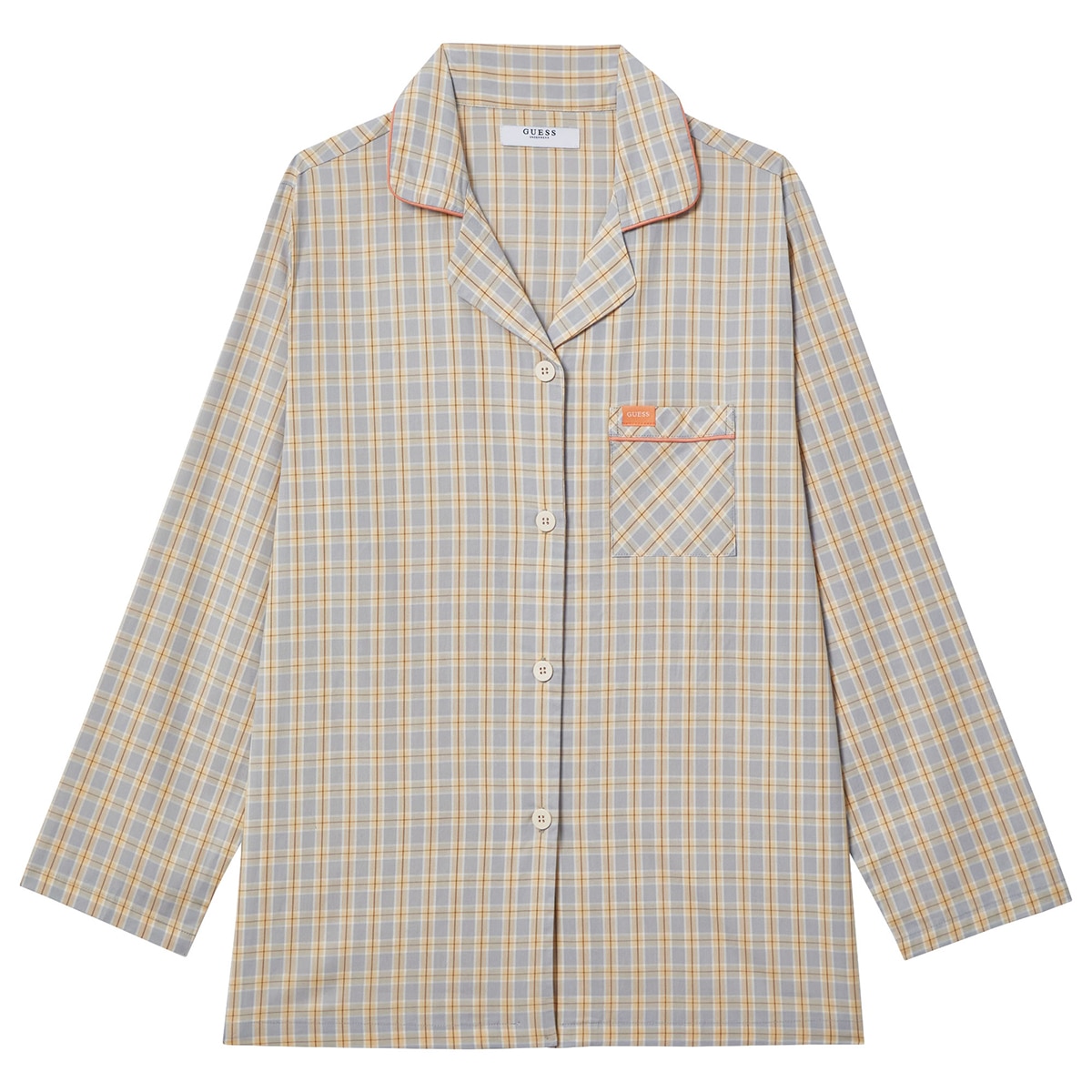 게스 여성 코튼 파자마 세트 - 옐로우 체크, M 게스 여성 코튼 파자마 세트 - 옐로우 체크, M