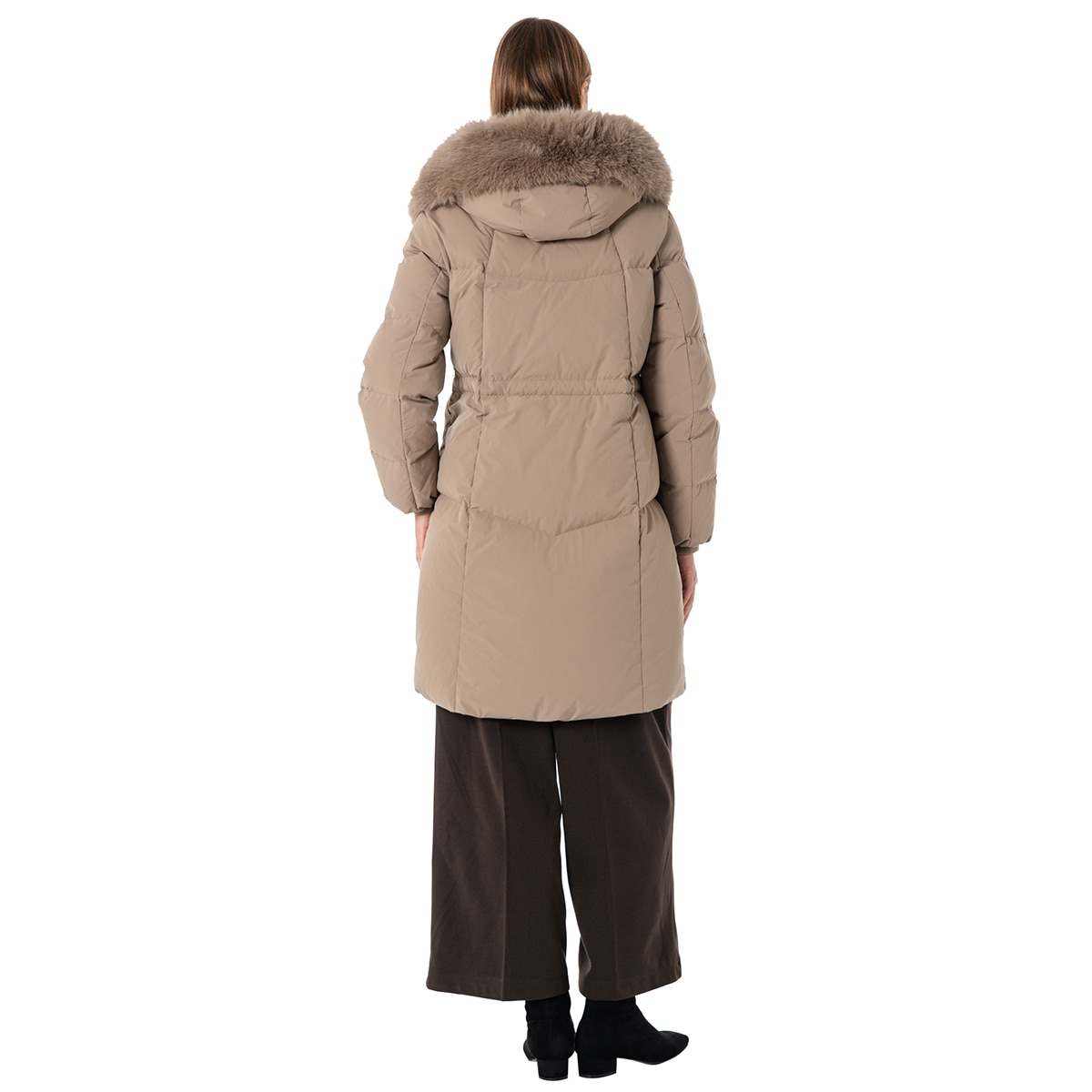 SOUP 여성 롱 다운 재킷 - 다크 베이지, L