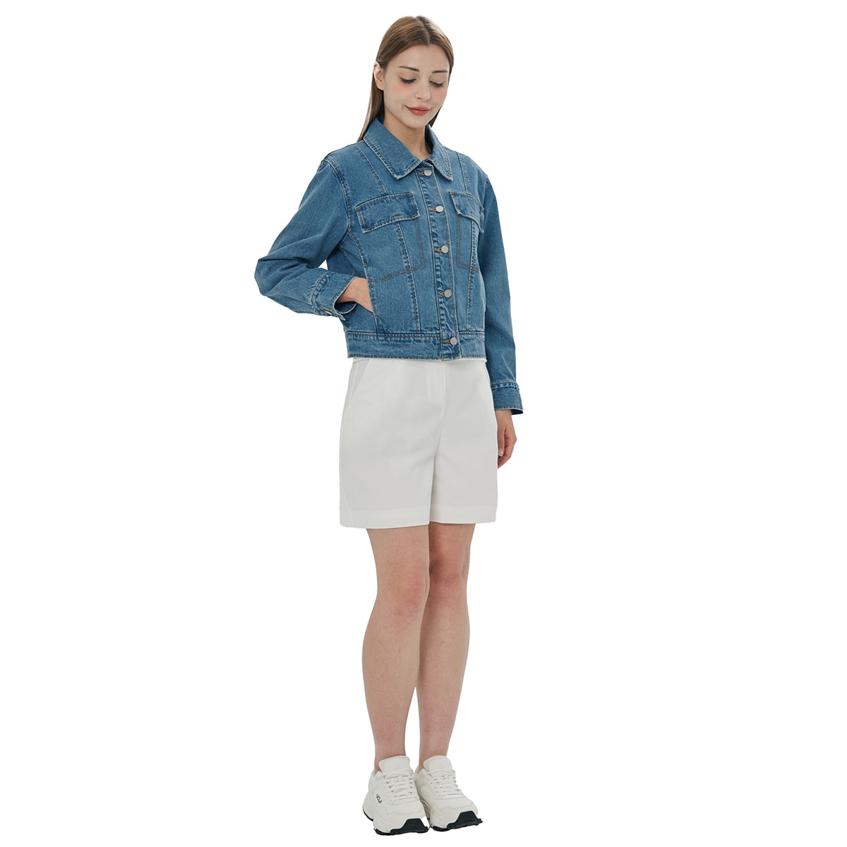 비지트 인 뉴욕 여성 데님 재킷 - 라이트 인디고, M