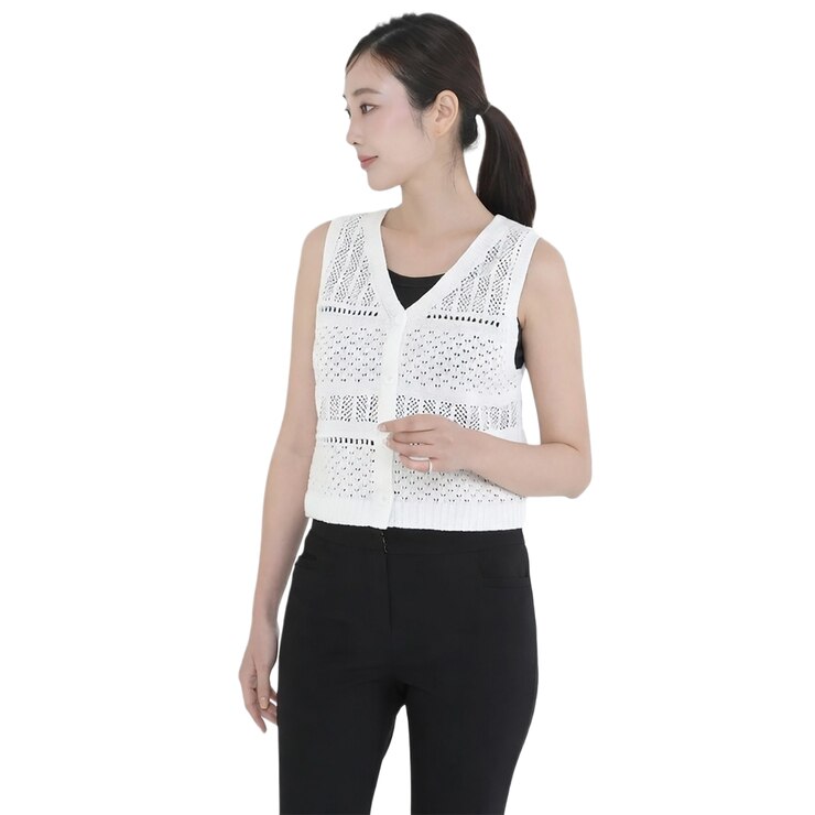 베네뜨 여성 크로셰 니트 베스트 - 아이보리, L