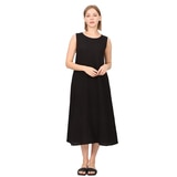 솔레지아 여성 슬리브리스 롱 원피스 - 블랙, M