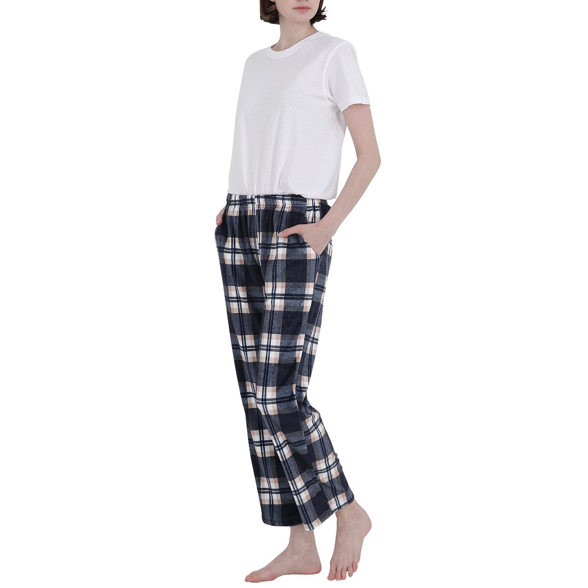 비비안 여성 스판 라운지 바지 2PK - 아이보리/네이비