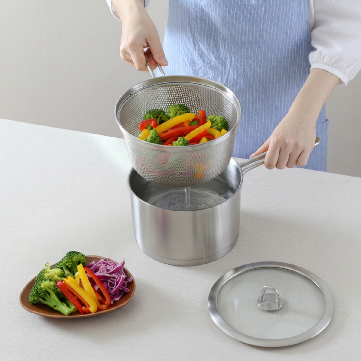 쿡에버 올인원 편수 냄비 3P (채망포함)