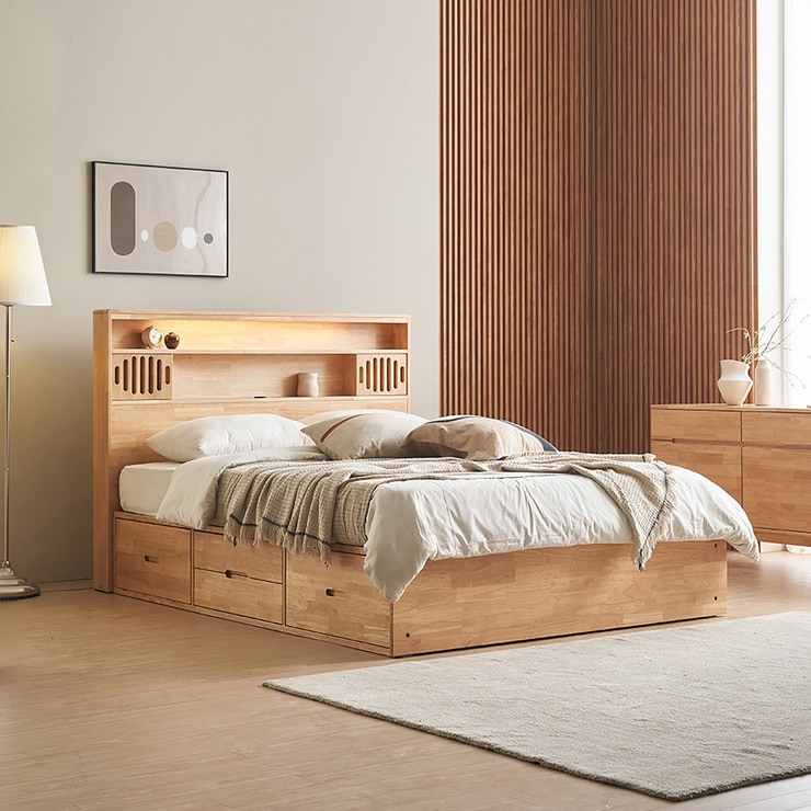 핀란디아 엘리 도어 4 서랍 침대프레임 - 퀸