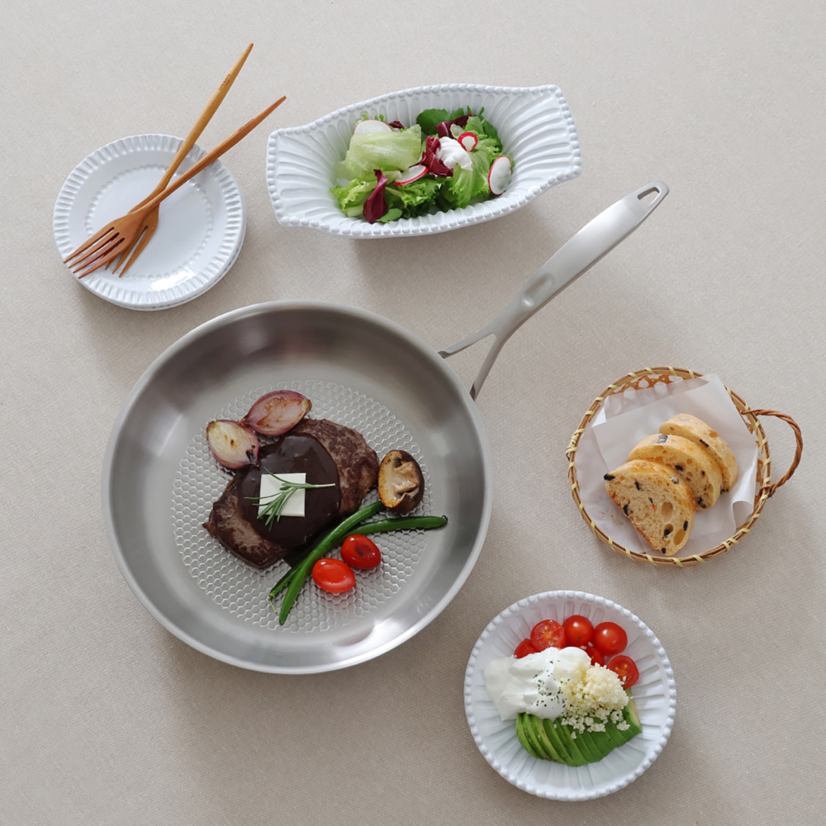 쿠치나레 통 5중 스테인리스 엠보 프라이팬 28cm