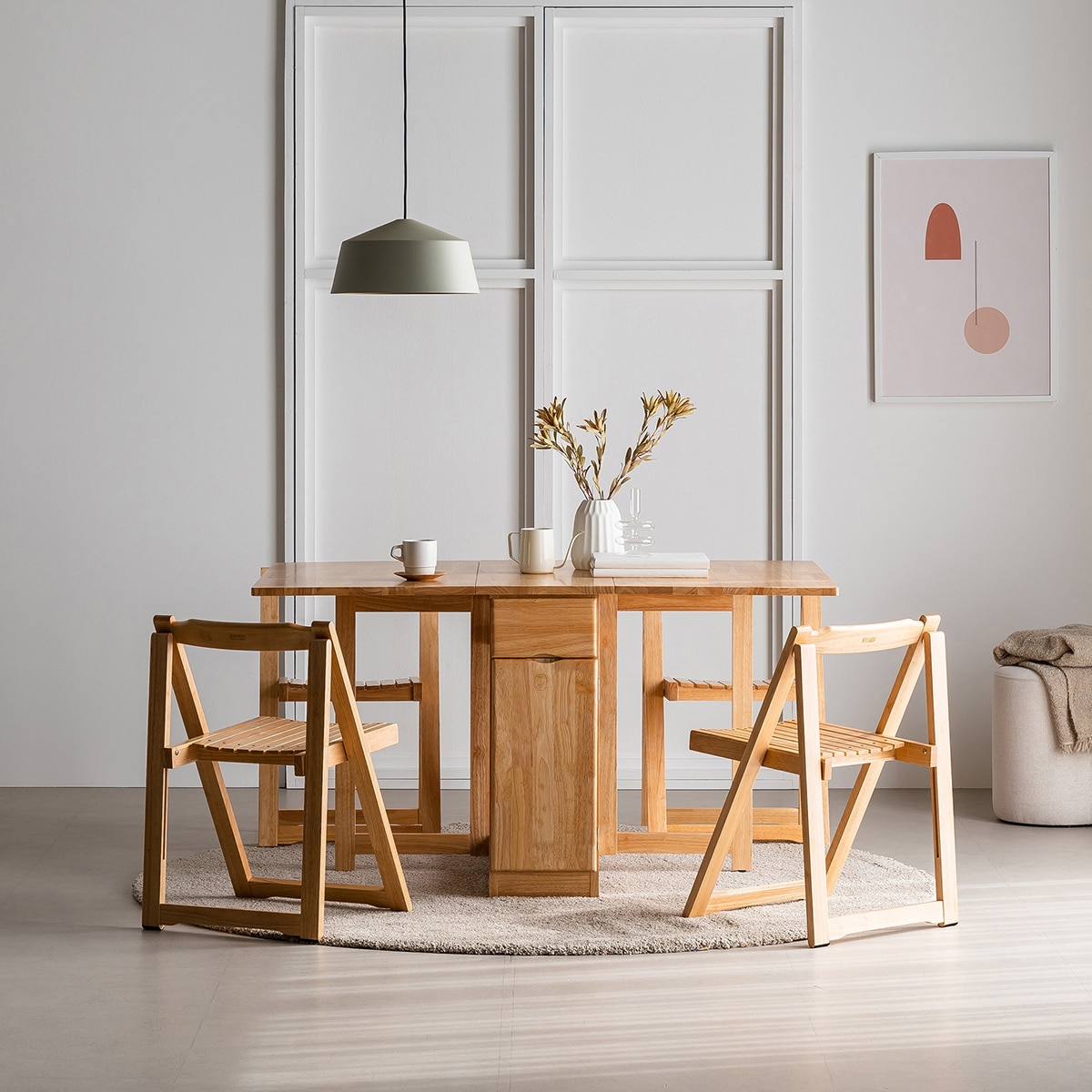 본톤 몰리나 접이식 확장형 식탁 세트 - 내추럴