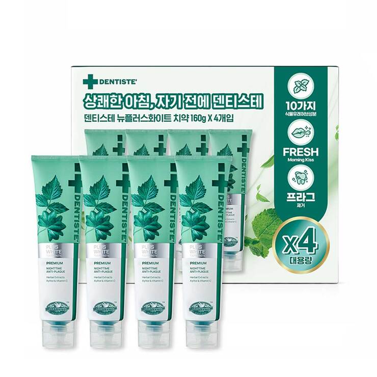 덴티스테 뉴플러스 화이트 치약 160g x 4