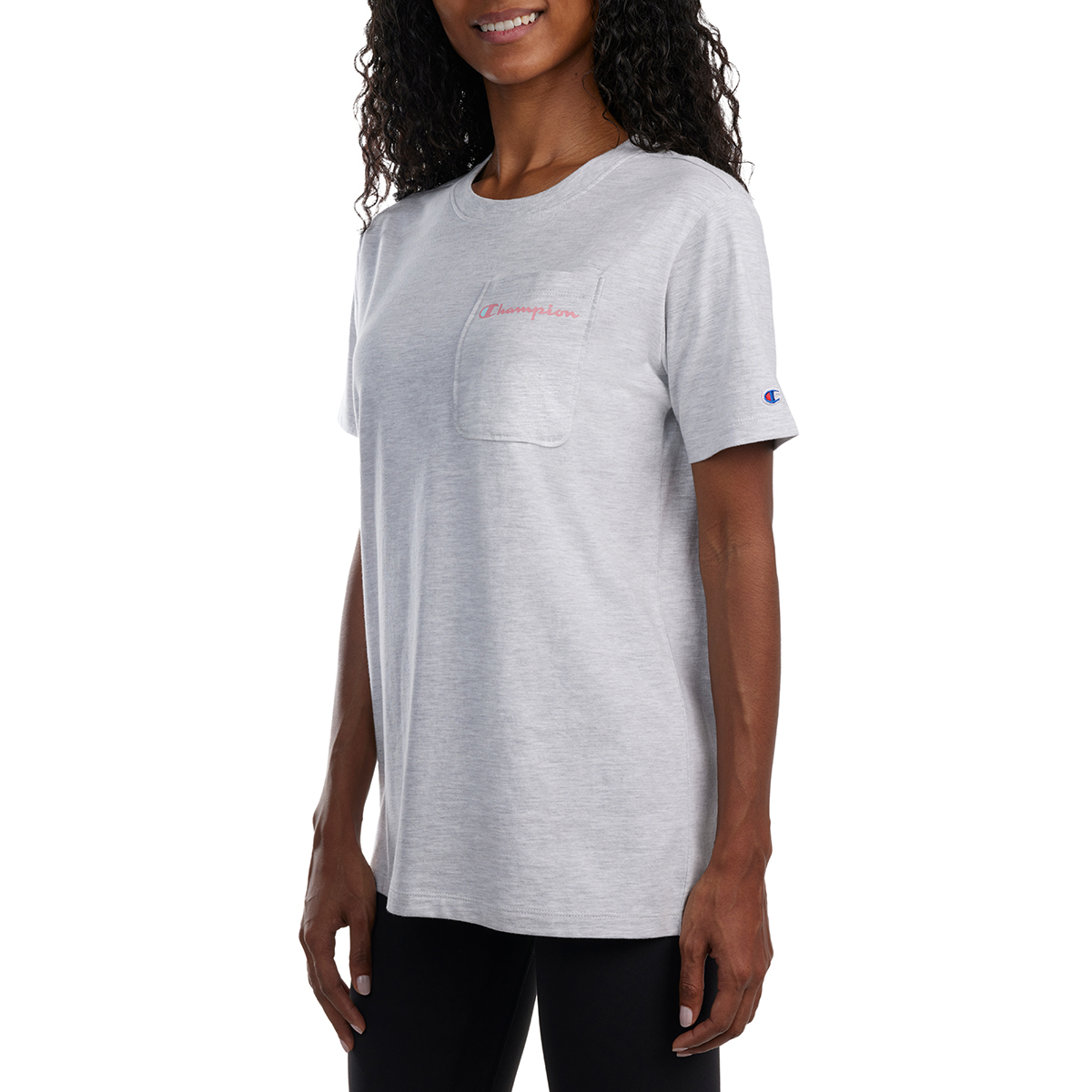 챔피언 여성 반소매 포켓 티셔츠 - 실버 그레이