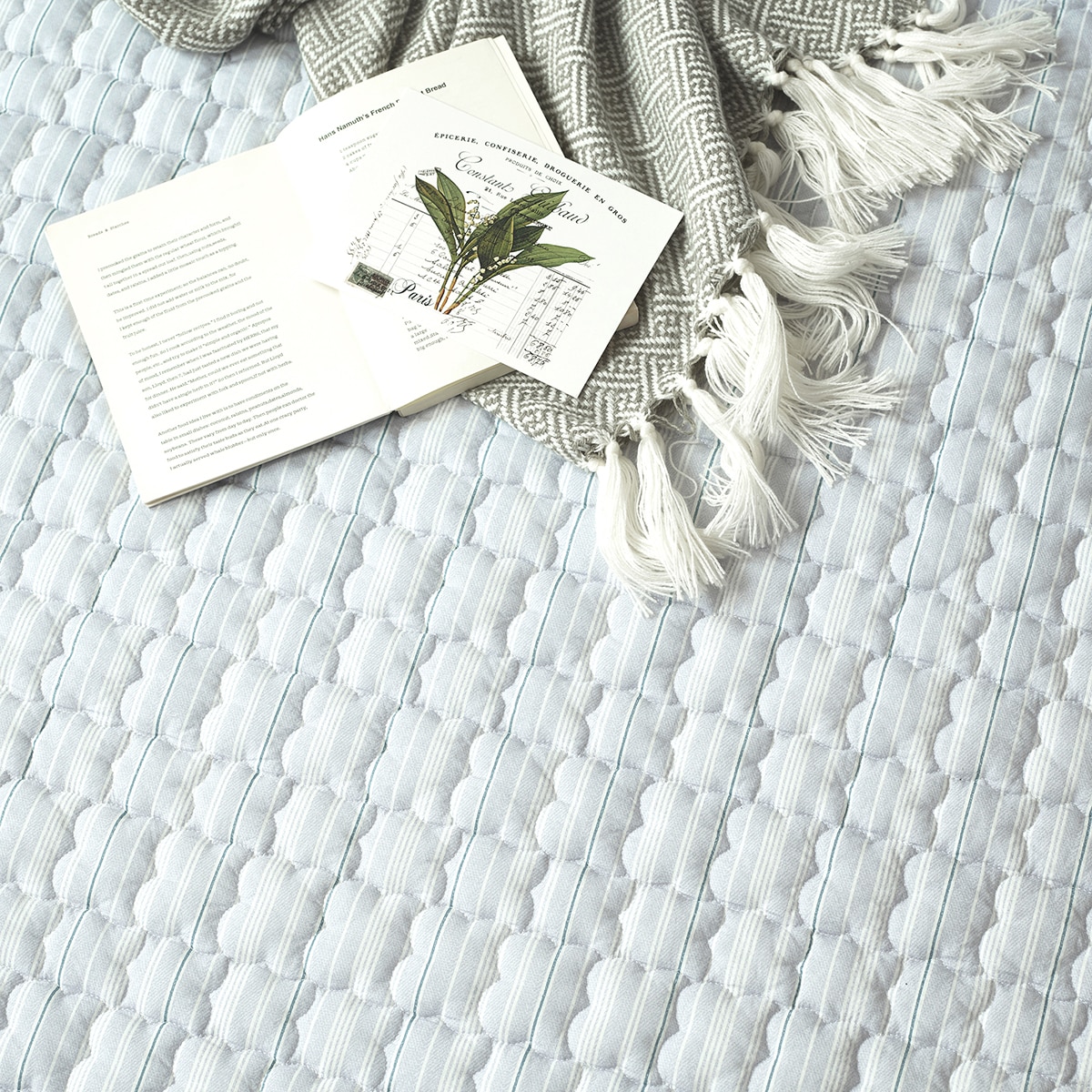 에이프릴앳홈 순면 누빔 워싱 면 요 - 퀸, 그레이(루빈)