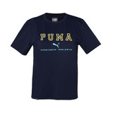 푸마 키즈 그래픽 반소매 티셔츠 - 네이비