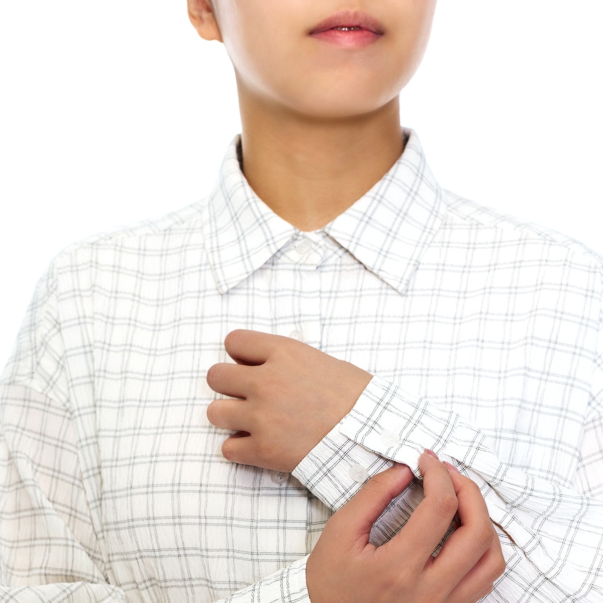 쥬시꾸뛰르 여성 체크 셔츠 - 화이트, S/M 쥬시꾸뛰르 여성 체크 셔츠 - 화이트, S/M