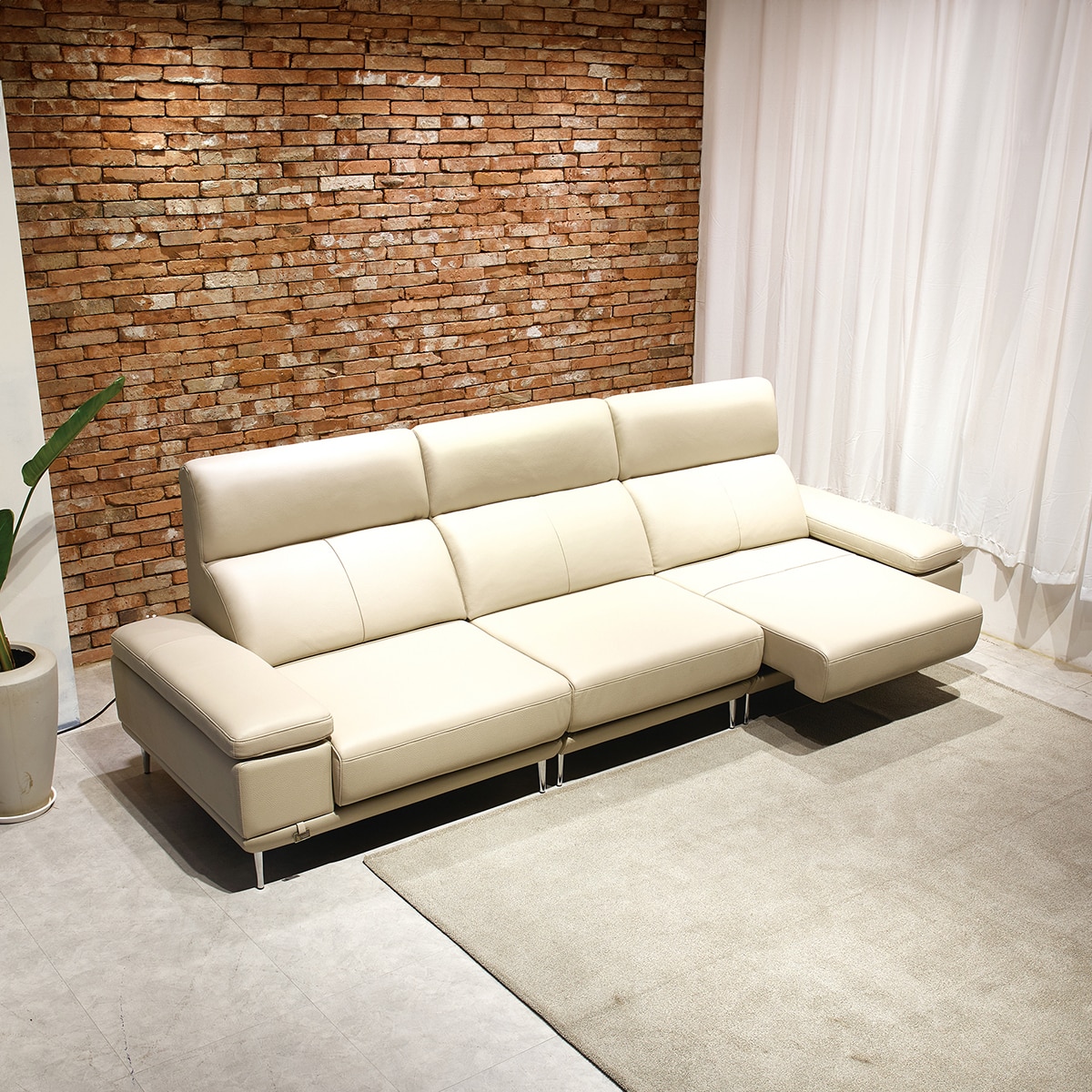 사트바 프라임 통가죽 슬라이딩 소파 4인